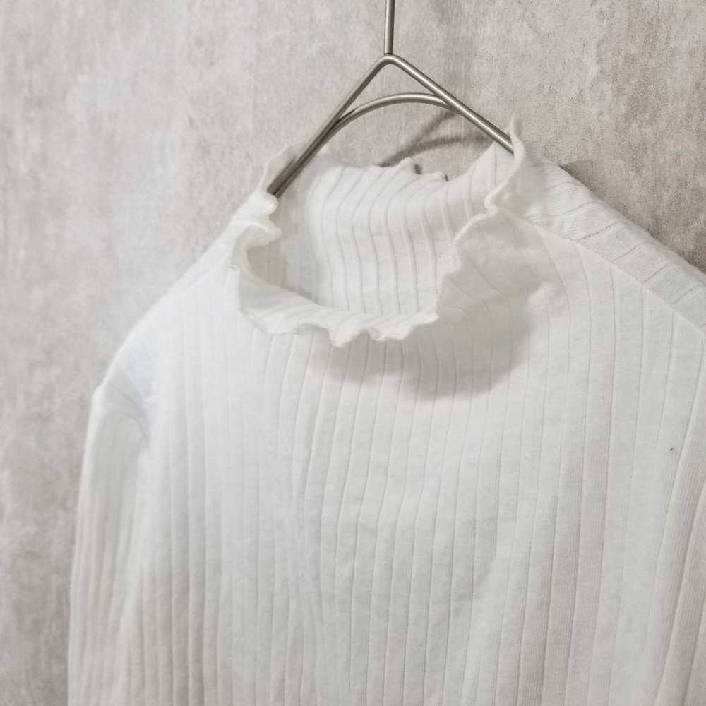 C-IN【US L】Mock Neck Cotton Top White Clean A4492 - image 5