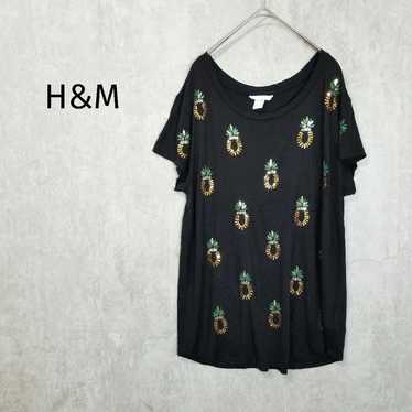 H and M [EUR M] Rayon Cut-and-sew Sequins Black a… - image 1