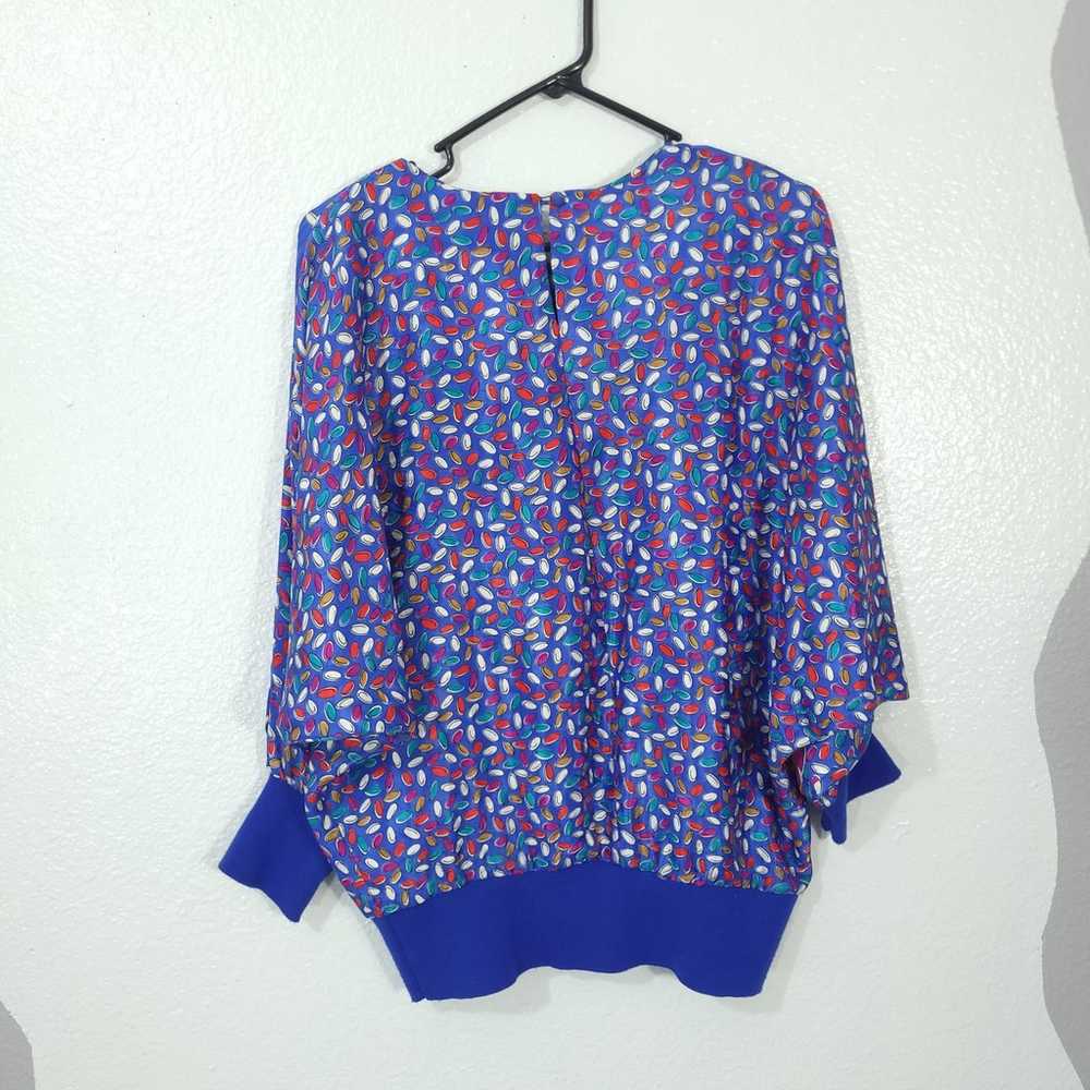 Vintage 80s Blouse Evanna Womens Large Multicolor… - image 3