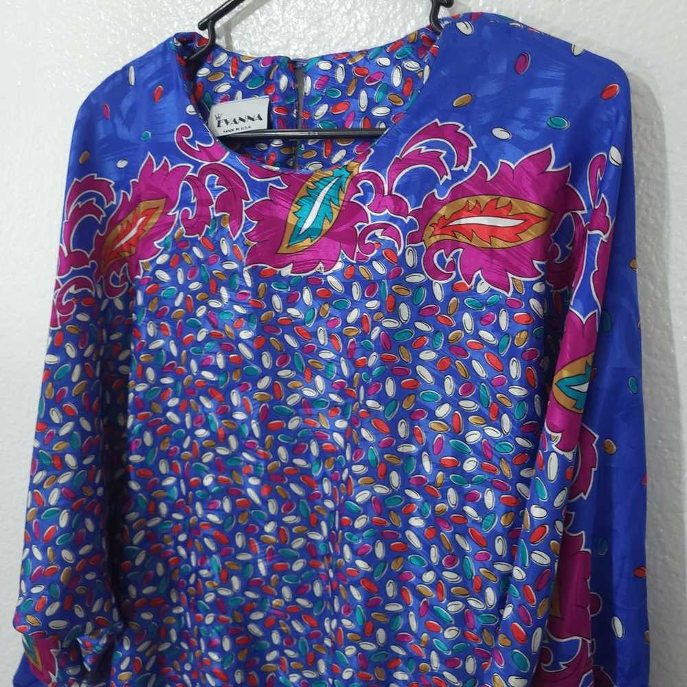 Vintage 80s Blouse Evanna Womens Large Multicolor… - image 4