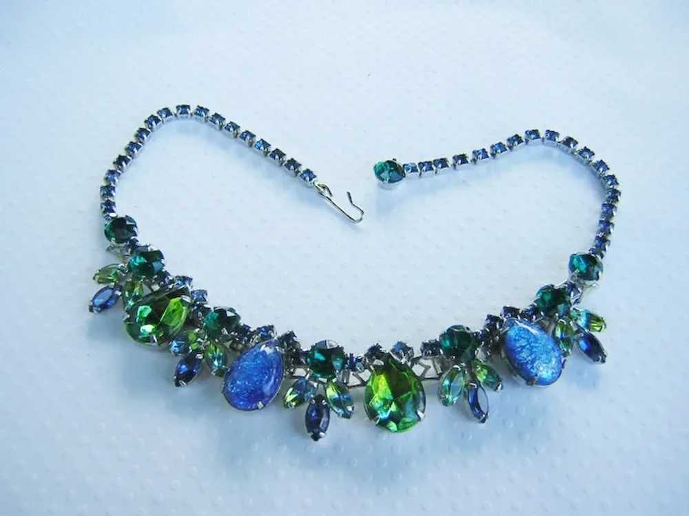 WEISS Cats Eye / Art Glass & Rhinestones BLUES & … - image 5