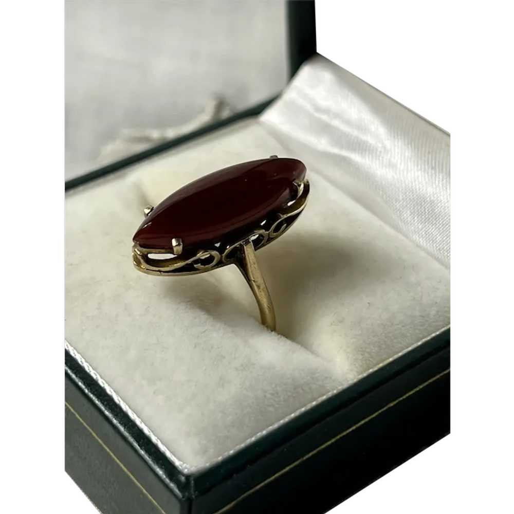 Vintage 9 KT Gold Carnelian Dress Ring - image 1