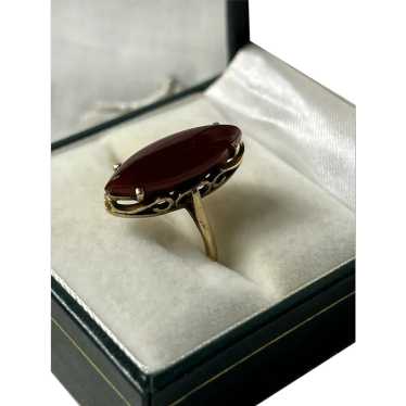 Vintage 9 KT Gold Carnelian Dress Ring - image 1