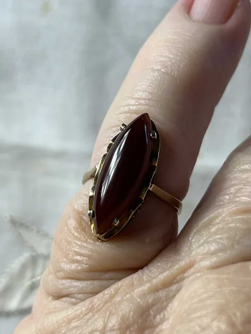 Vintage 9 KT Gold Carnelian Dress Ring - image 4