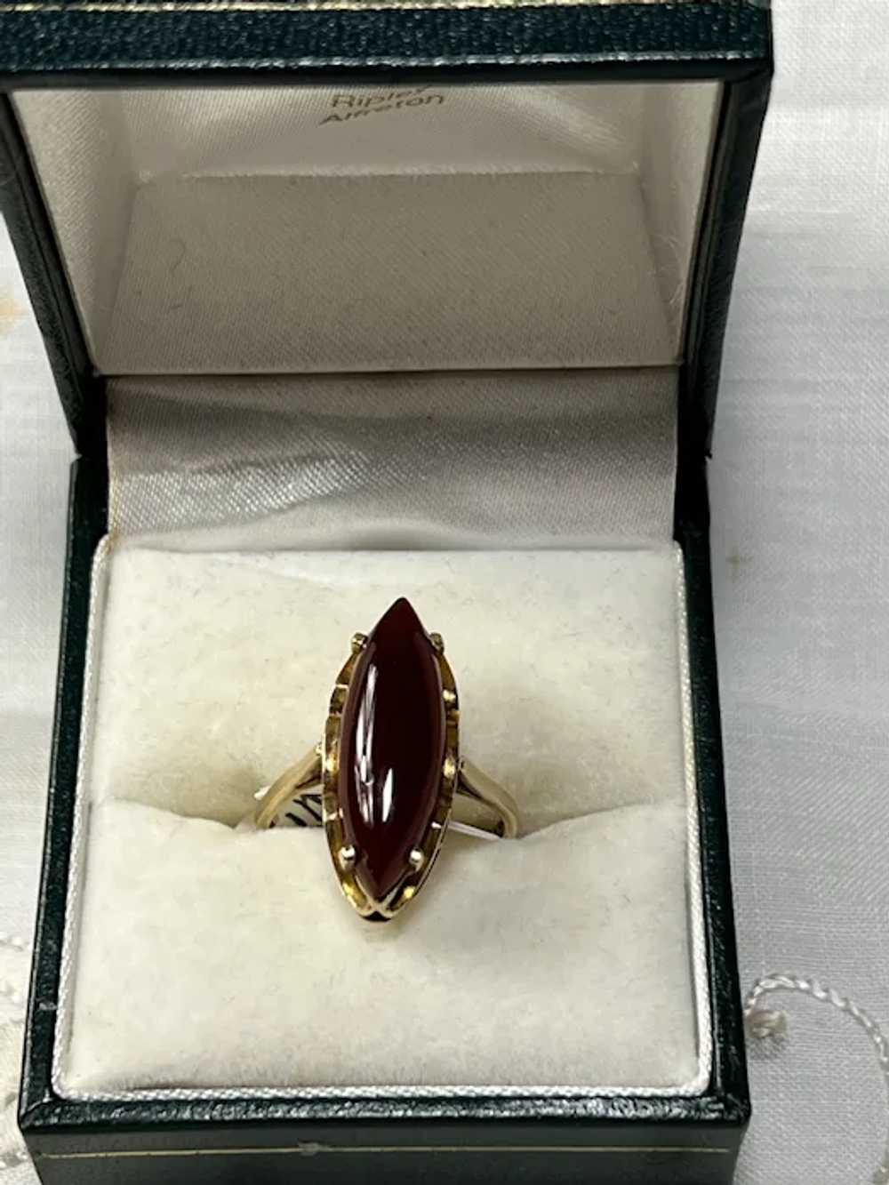 Vintage 9 KT Gold Carnelian Dress Ring - image 8