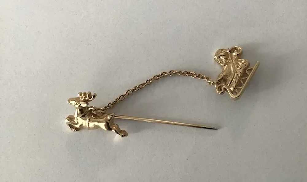 Vintage Avon Gold Tone Santa Sleigh and Reindeer … - image 2