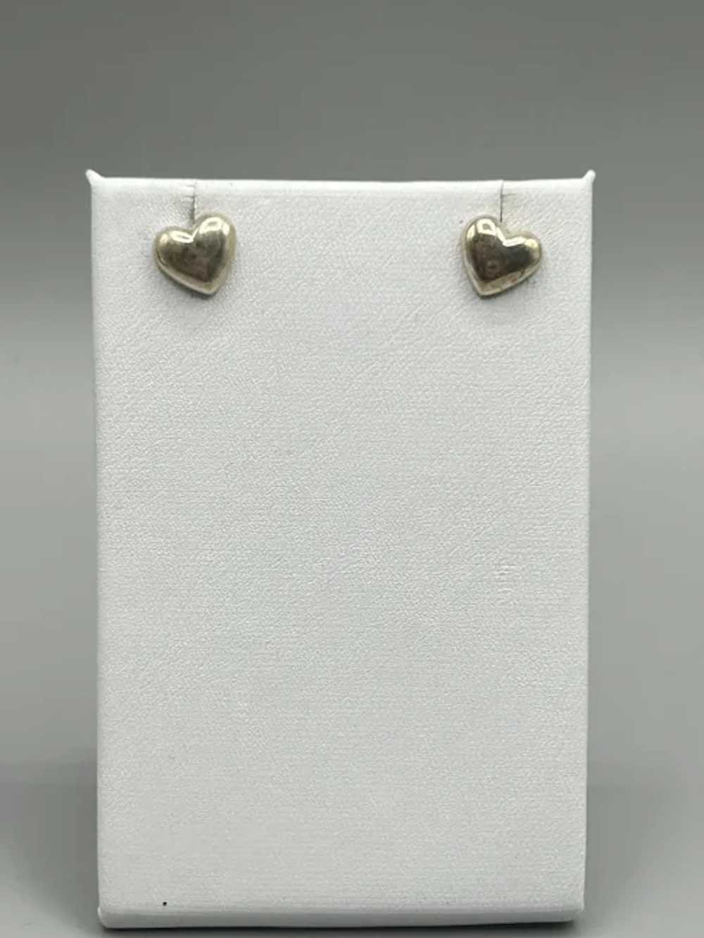 Puffy Hearts Studs Earrings Pierced Small Sterlin… - image 3