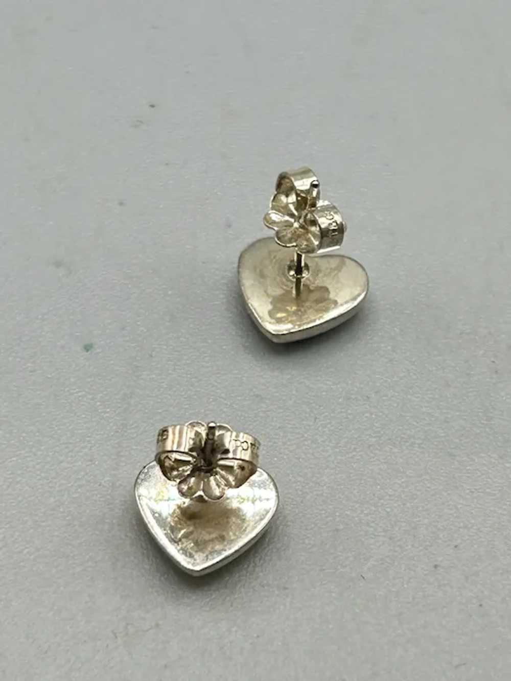 Puffy Hearts Studs Earrings Pierced Small Sterlin… - image 4