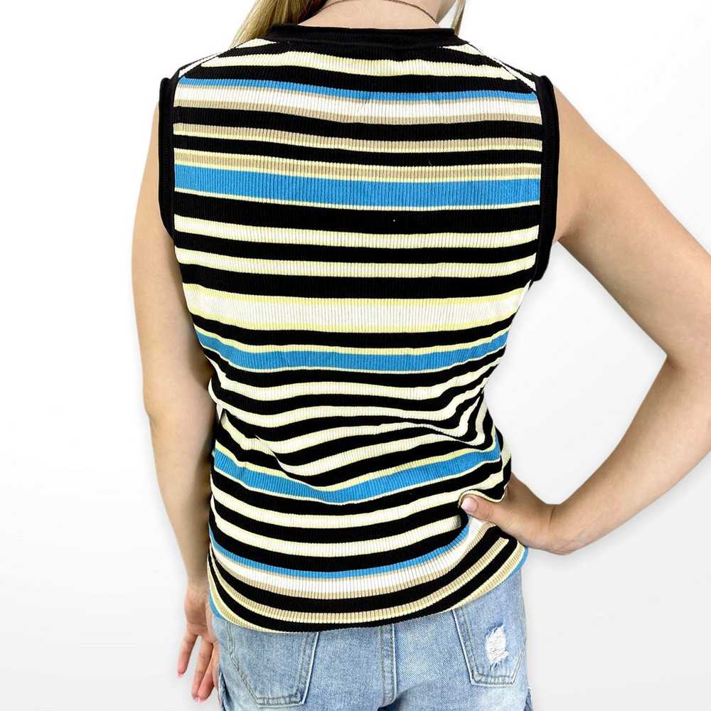 90s ANNE KLEIN Vintage Striped Ribbed Sleeveless … - image 2