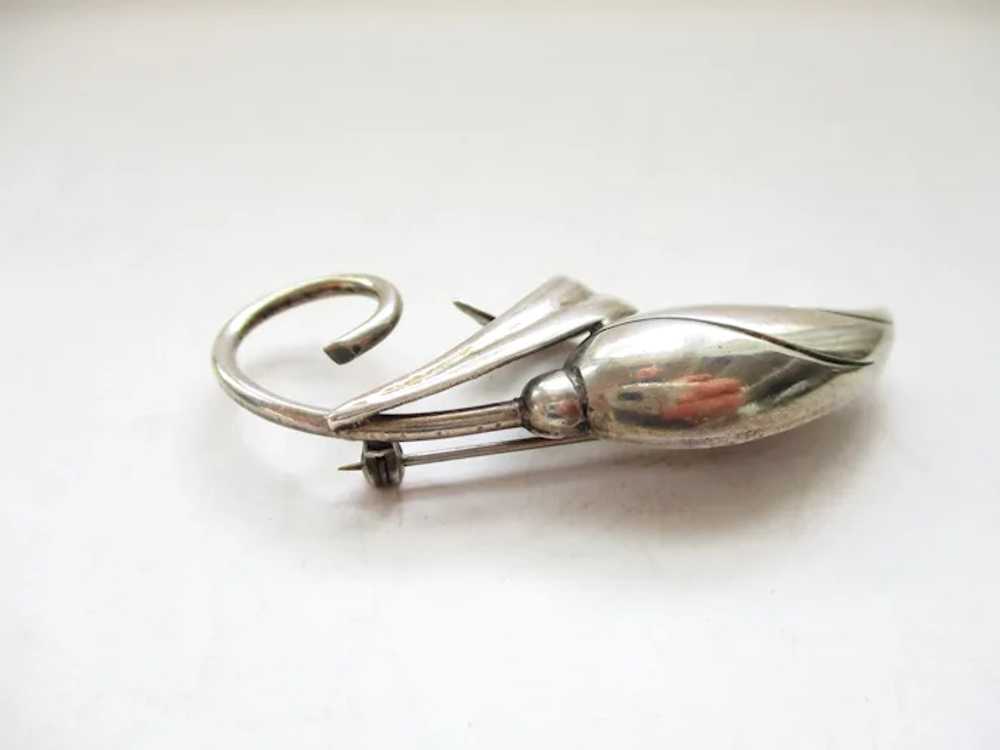 Vintage Sterling Flower Bud Brooch G.K.Co. - image 4