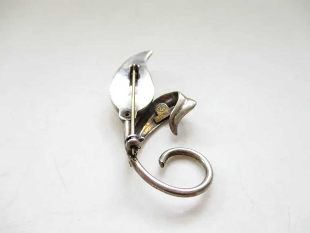 Vintage Sterling Flower Bud Brooch G.K.Co. - image 8