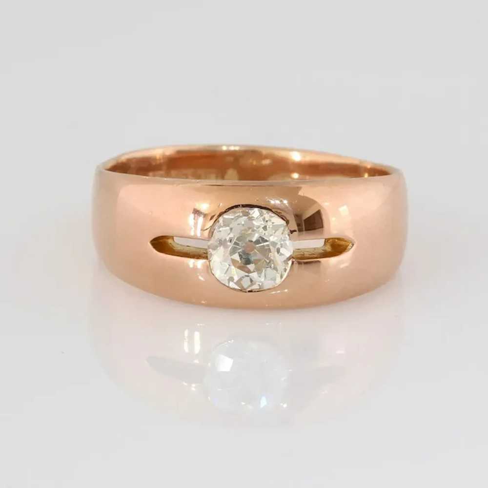 Victorian Russian Diamond Mens Ring | 14K Rose Go… - image 3