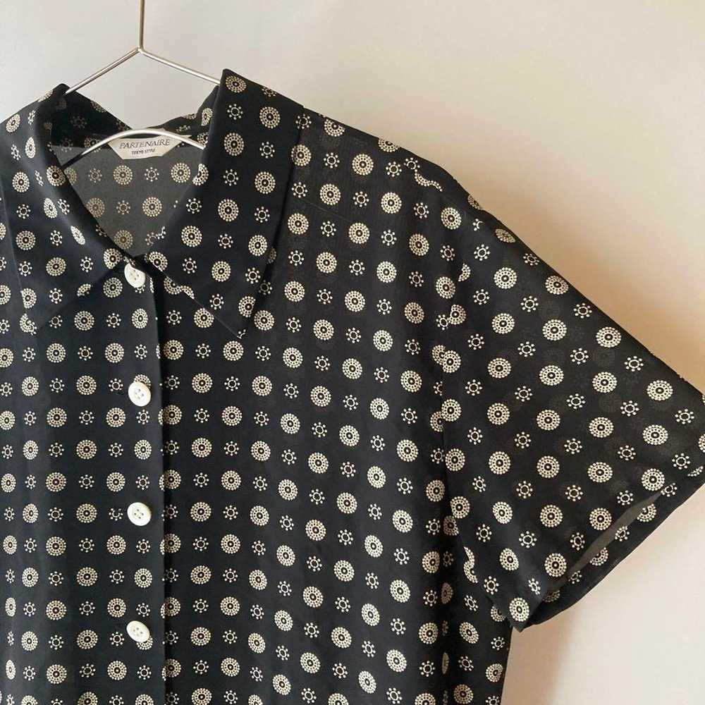 vintage black all-over pattern shirt blouse 80s 9… - image 2