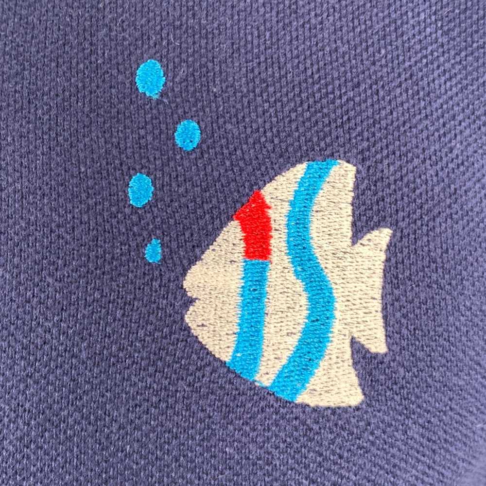 Issey Miyake Navy Cotton Embroidered Fish Polo - image 2