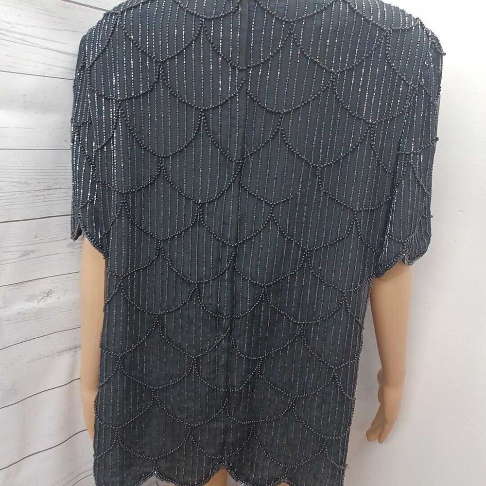 Stenay Womens Top Blouse Sz 2X Black Silk Beads S… - image 2