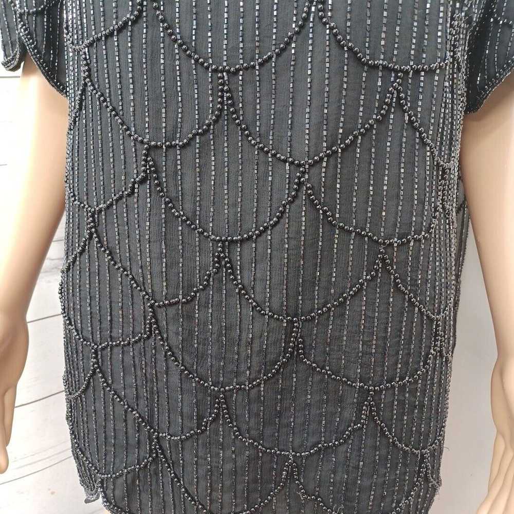 Stenay Womens Top Blouse Sz 2X Black Silk Beads S… - image 5