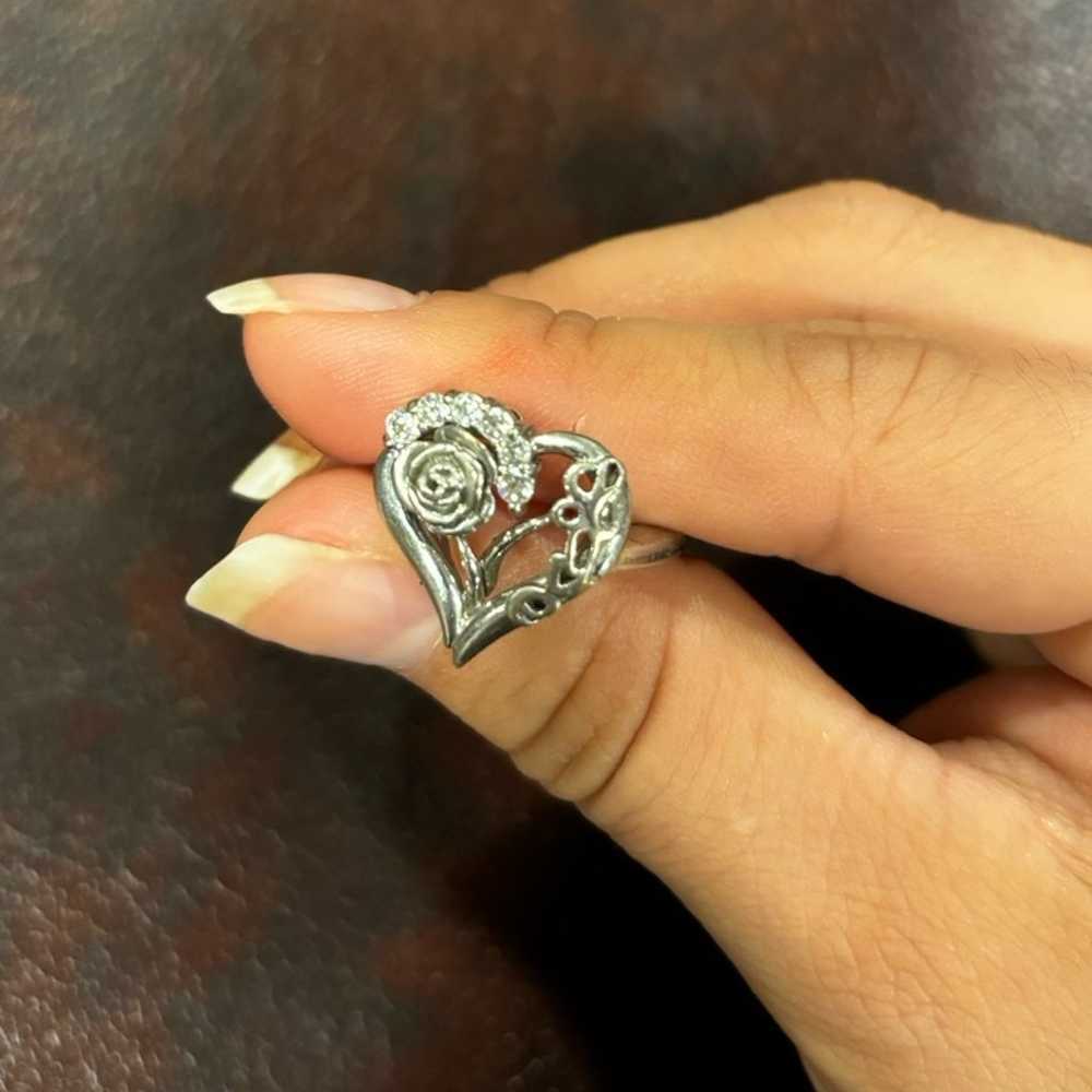 .925 Sterling Silver Heart Ring - image 2