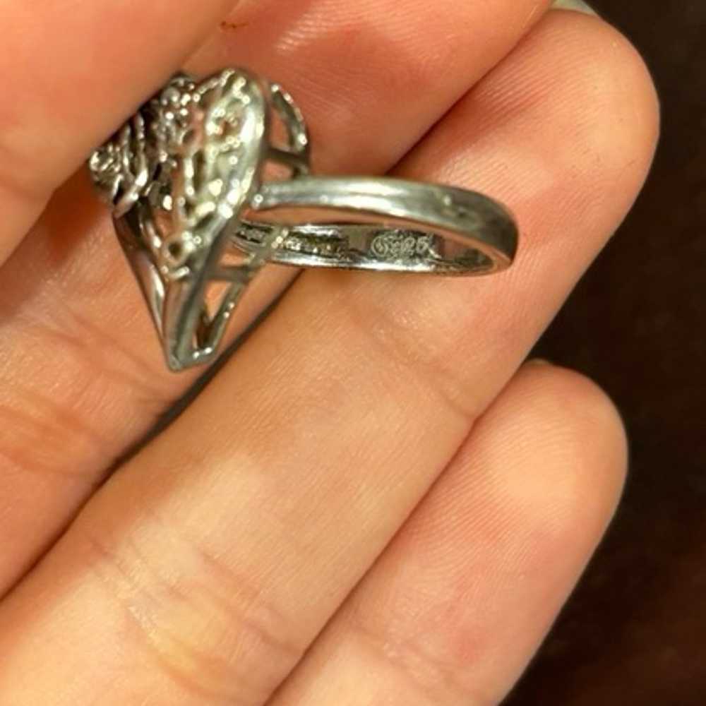 .925 Sterling Silver Heart Ring - image 6