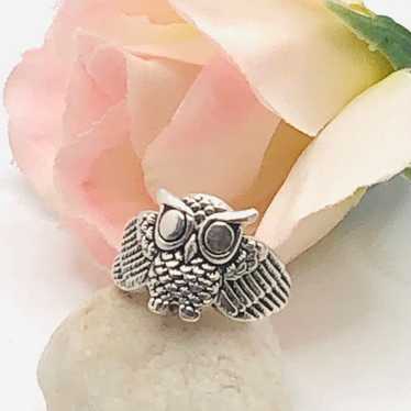 Vintage Sterling Silver Owl Ring - image 1