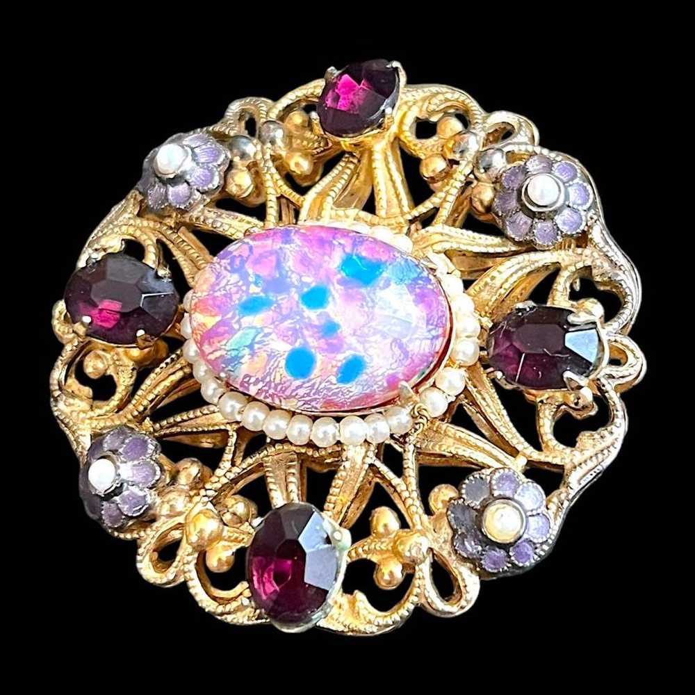 Rare Design☆Pink Fire Opal☆Filigree Design Gold B… - image 2