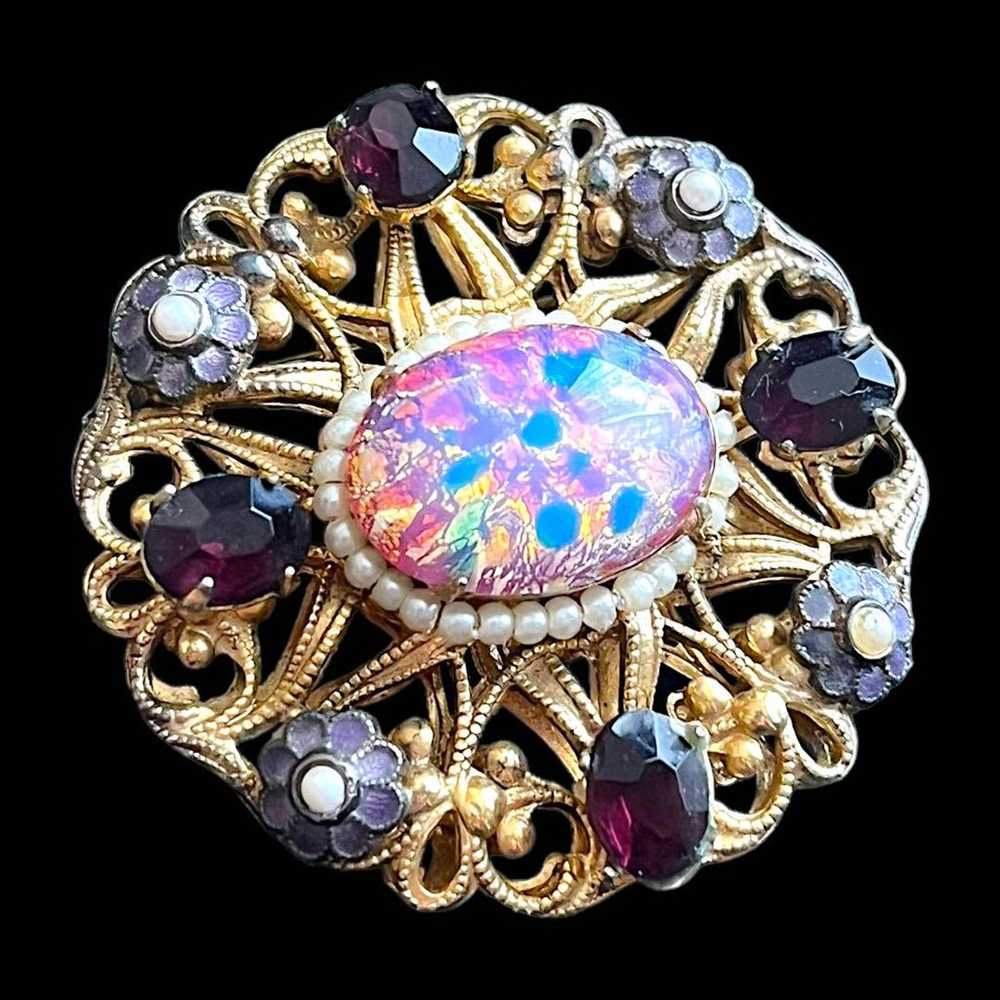 Rare Design☆Pink Fire Opal☆Filigree Design Gold B… - image 3