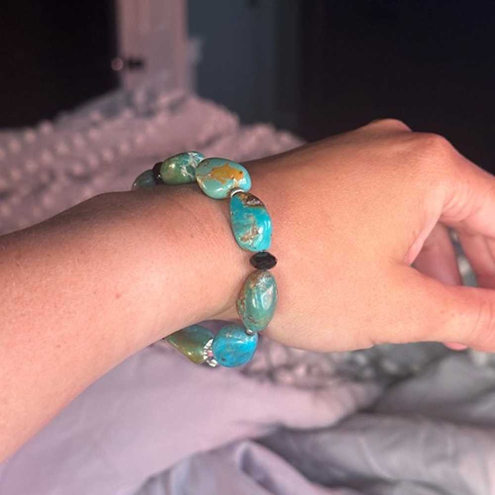 Vintage Silpada Beaded Turquoise Stretch Bracelet - image 2