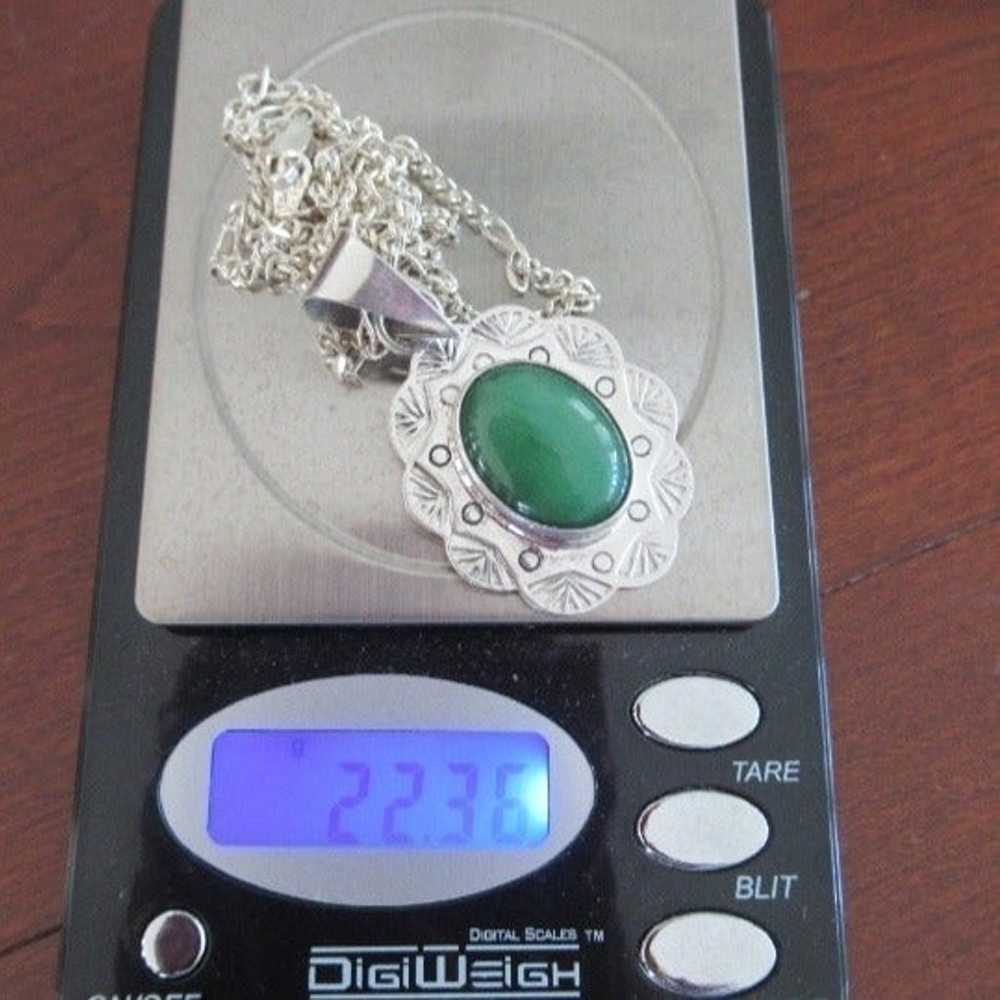 Gorgeous Mexican Large Sterling Silver Jade Penda… - image 10