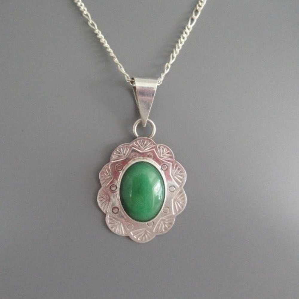 Gorgeous Mexican Large Sterling Silver Jade Penda… - image 4