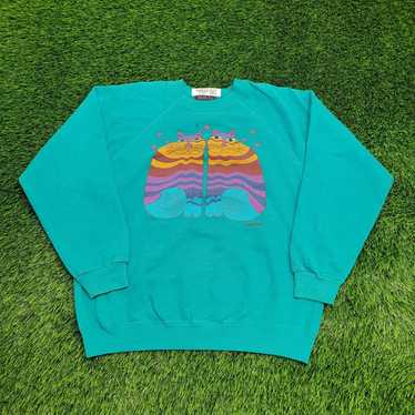 Hanes Vintage Cat Art Sweatshirt Womens XL 23x24 … - image 1