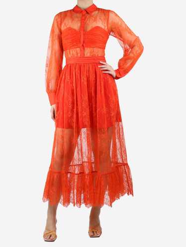 Self-Portrait Orange lace gathered maxi dress - s… - image 1