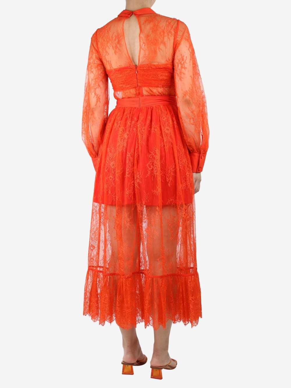 Self-Portrait Orange lace gathered maxi dress - s… - image 2