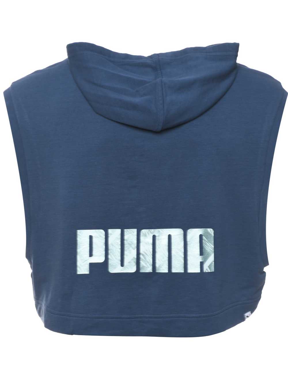 Puma Navy & White Cropped Hooded Sweatshirt - M - image 2