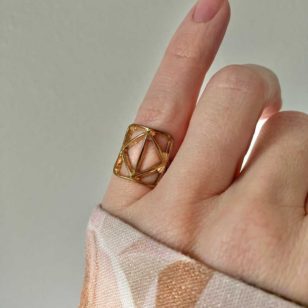 Vintage Gold Square Diamond Symbol Open Ring “Ven… - image 3