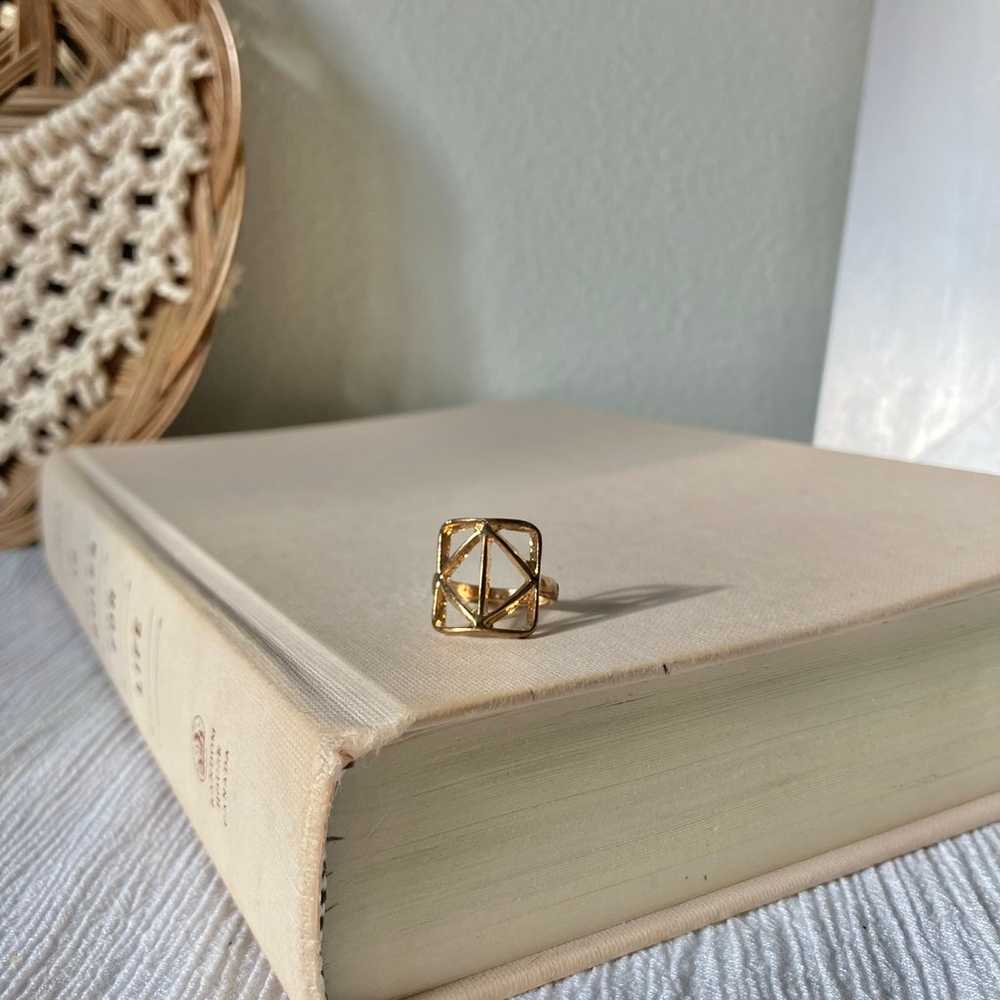 Vintage Gold Square Diamond Symbol Open Ring “Ven… - image 4