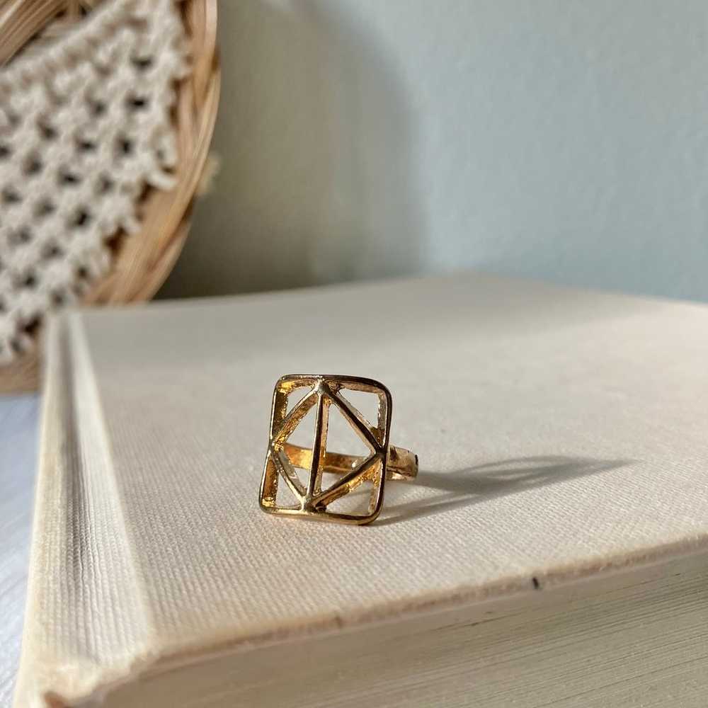 Vintage Gold Square Diamond Symbol Open Ring “Ven… - image 5