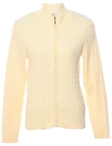 Pale Yellow Cable Knit Cardigan - M - image 1