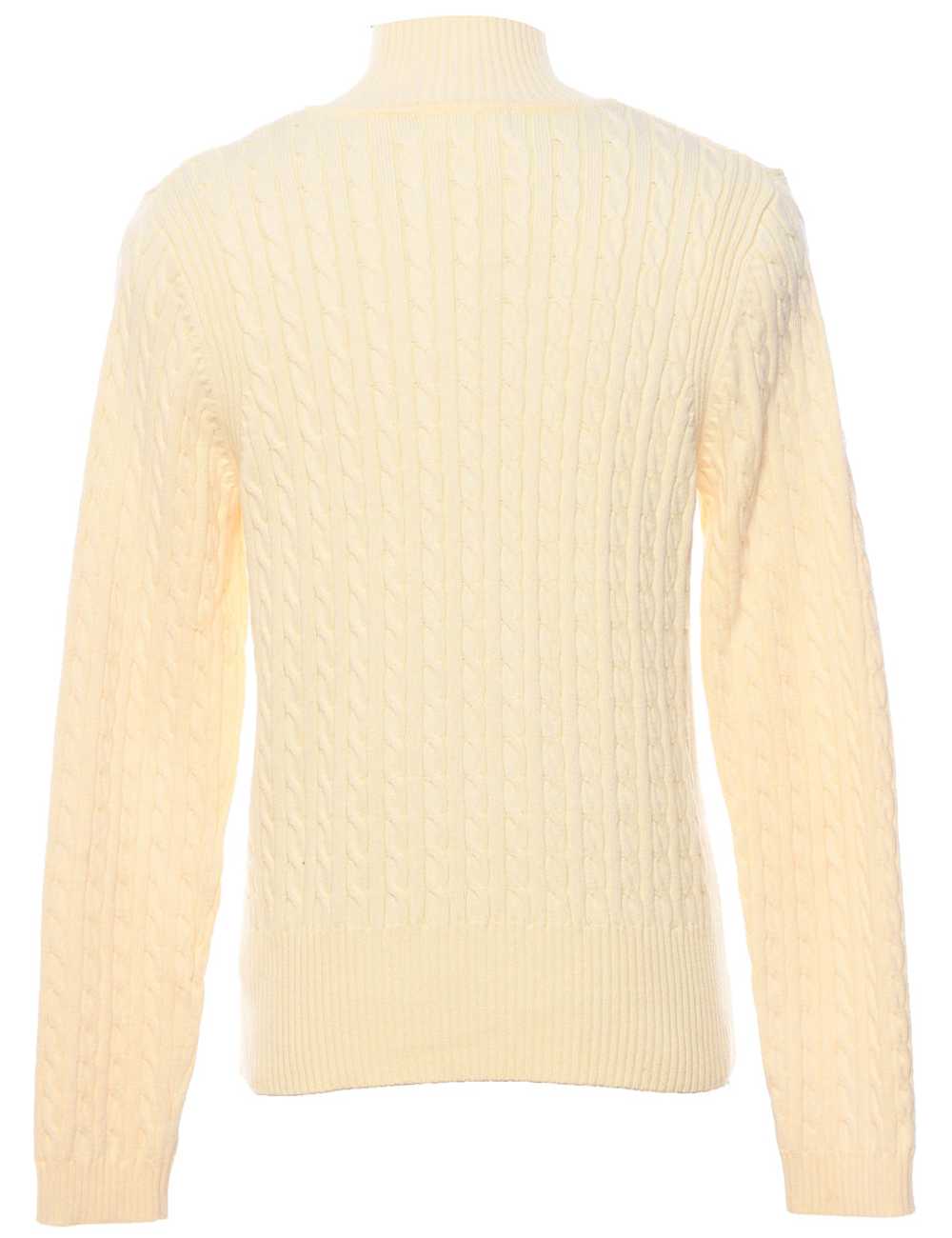 Pale Yellow Cable Knit Cardigan - M - image 2