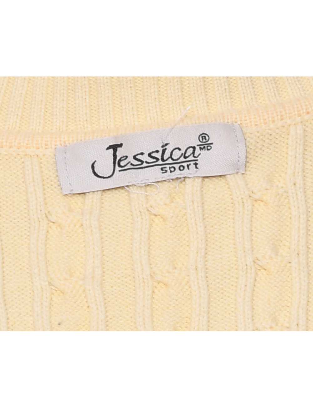 Pale Yellow Cable Knit Cardigan - M - image 4