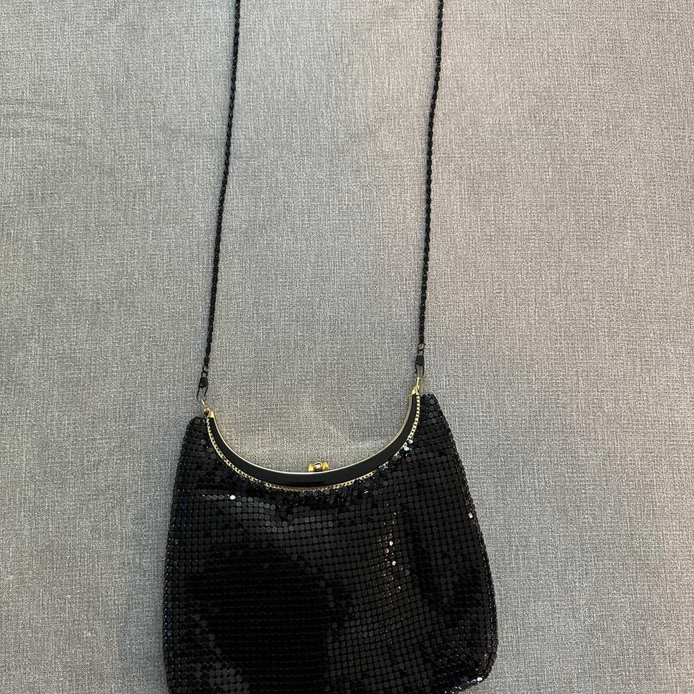 Vintage 70s Black metal mesh purse - image 2