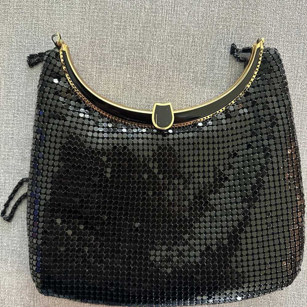 Vintage 70s Black metal mesh purse - image 3