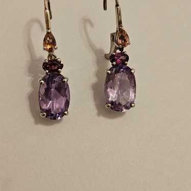 Vintage Sterling Silver Amethyst Earrings - image 1