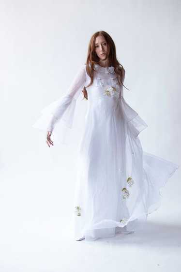 1970s Bell Sleeve Wedding Dress