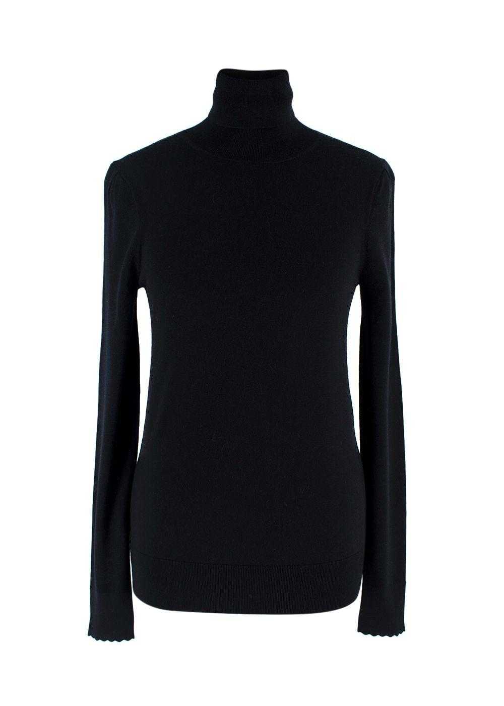 Managed by hewi Chloe Black Semi-Sheer Wool Turtl… - image 1