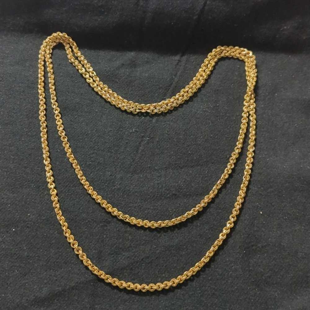 Vintage Gold Tone Textured Double Link Chain Link… - image 1