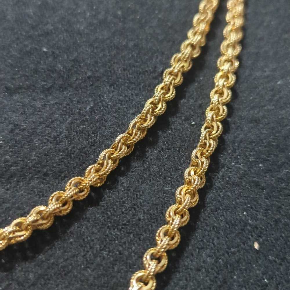 Vintage Gold Tone Textured Double Link Chain Link… - image 2