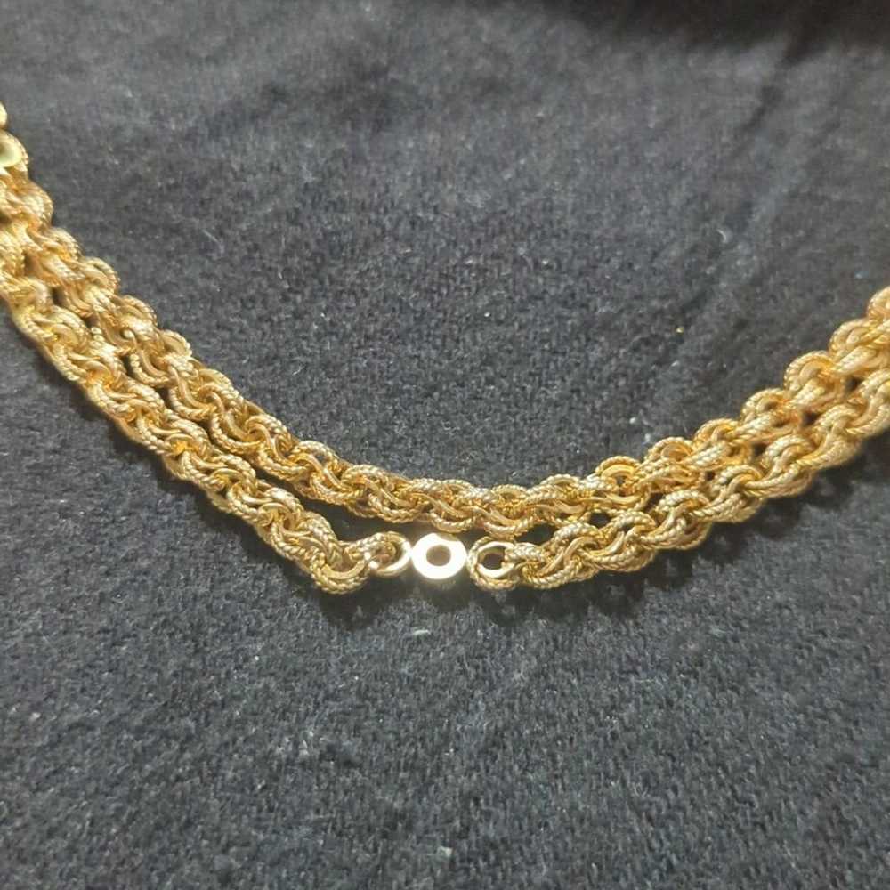 Vintage Gold Tone Textured Double Link Chain Link… - image 3