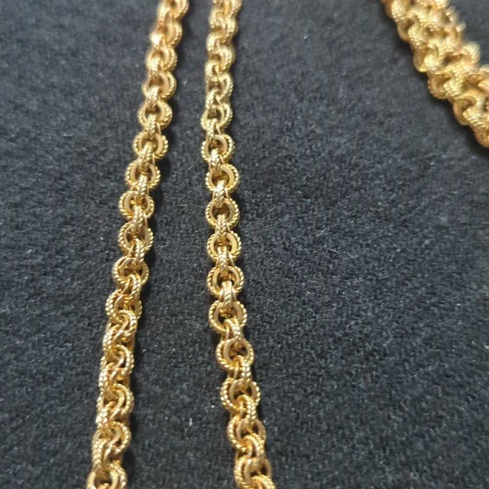 Vintage Gold Tone Textured Double Link Chain Link… - image 4