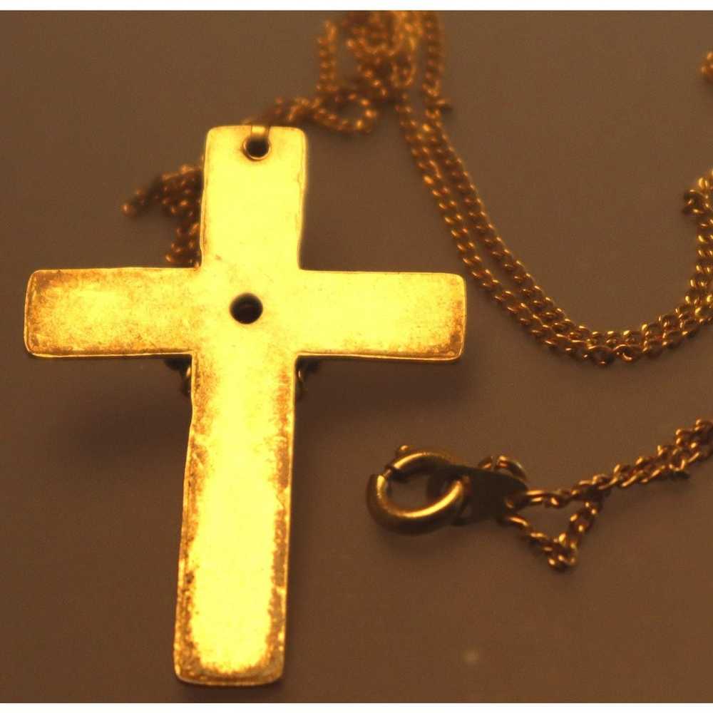 Vintage Goldstone Cross Necklace - image 4