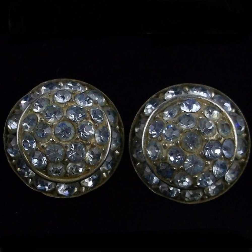 Stunning Vintage 1930s Art Deco Rhinestone Earrin… - image 1