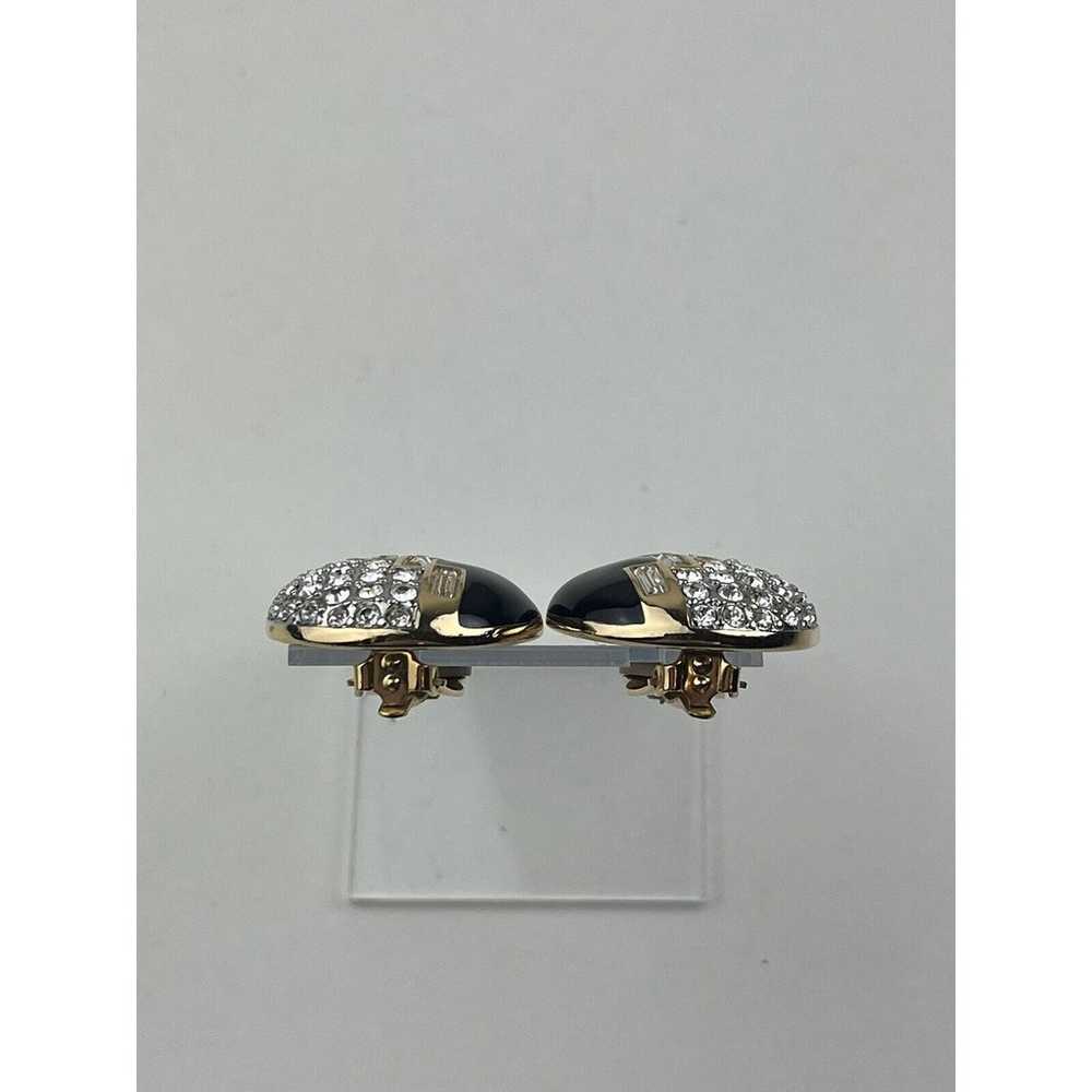 Swarovski Vintage Clip On Earrings Gold Tone Blac… - image 11